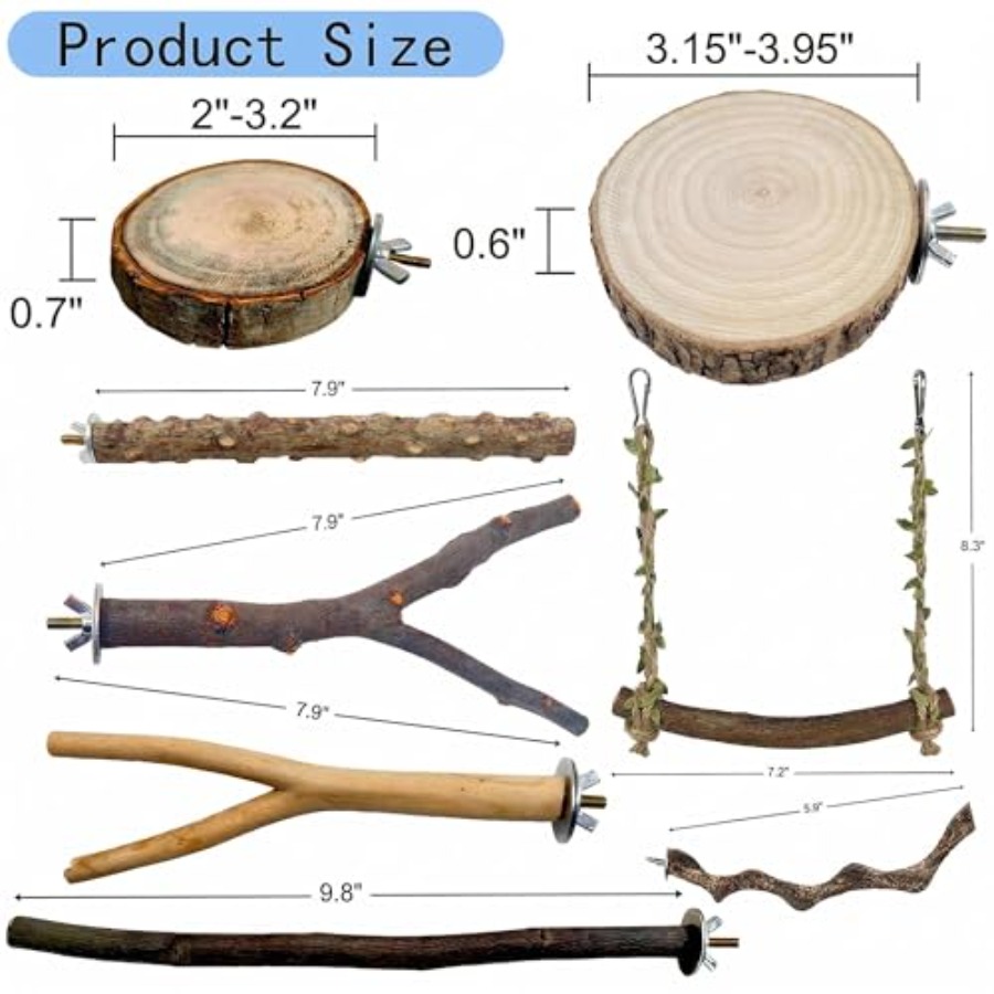 8PCS natural wood bird perches - огляд і ціна Health & Wellness Nurse Coach
